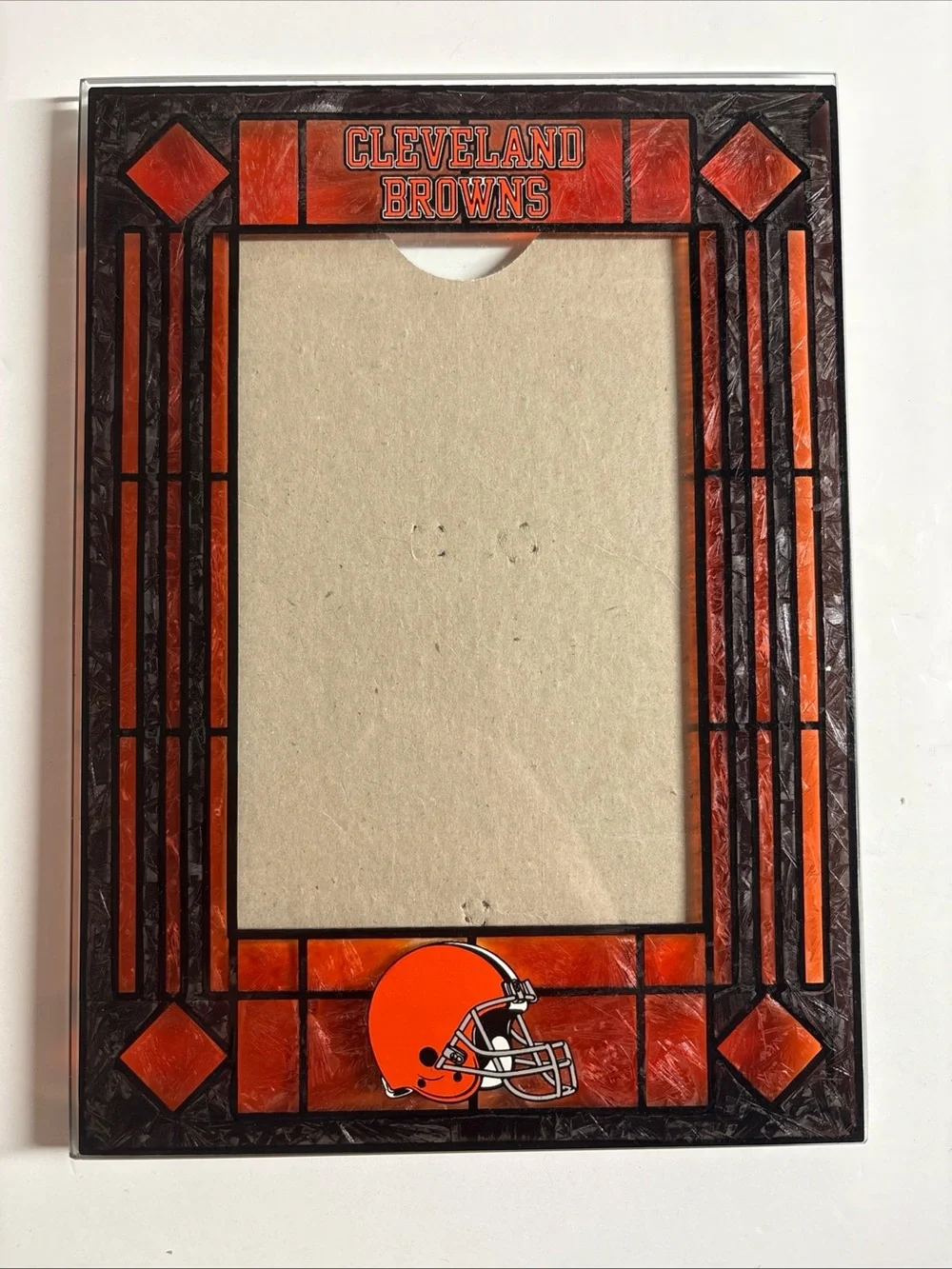 Vintage Cleveland Browns GlassOrange Decorative Picture Frame